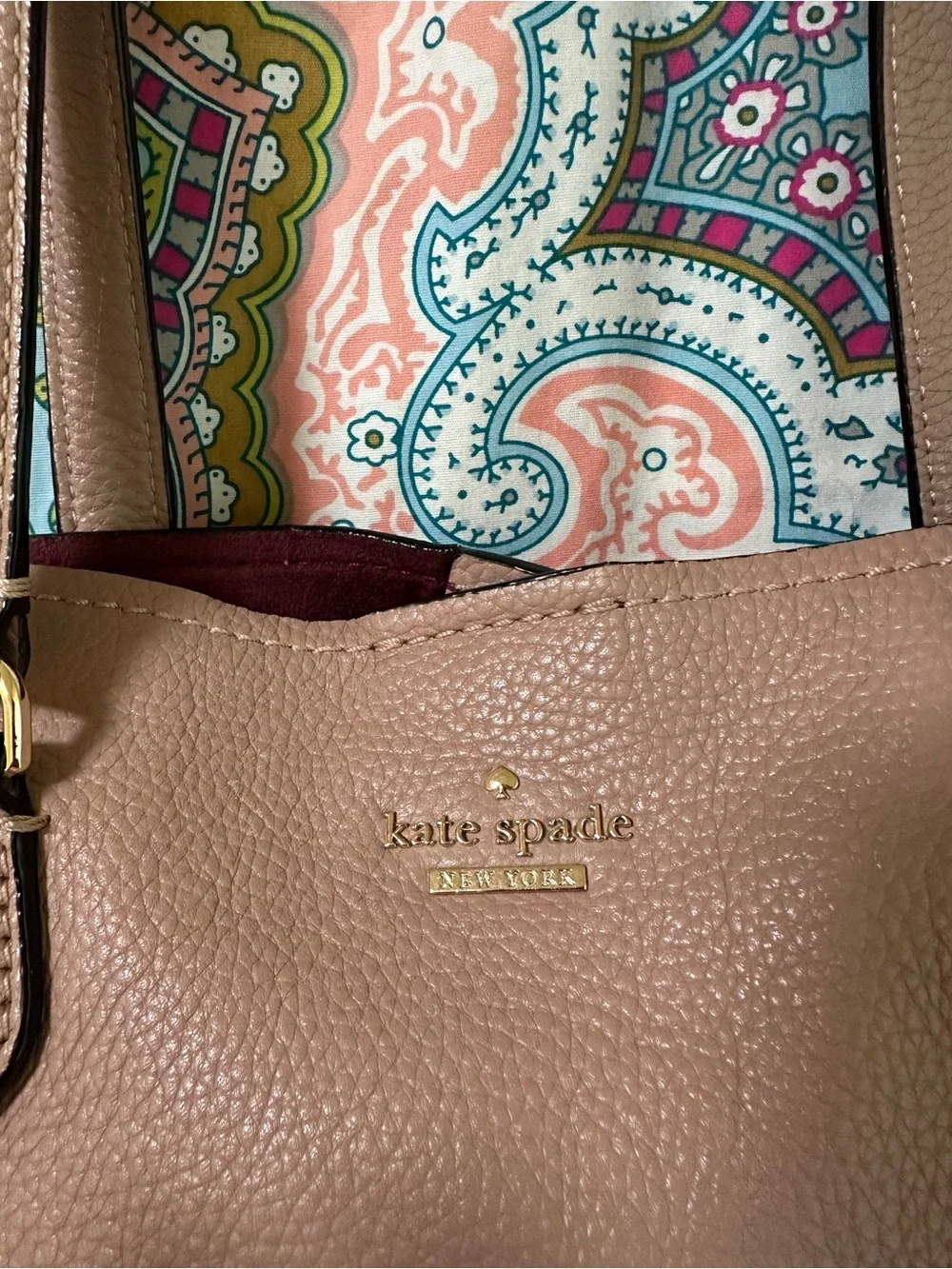 kate spade Pebbled Leather Tote in Dusty Pink
